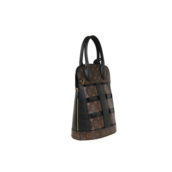 Louis Vuitton LV Monogram Tressage MM Tote Bag Brown Black Mesh Coated Canvas - Picture 6 of 16